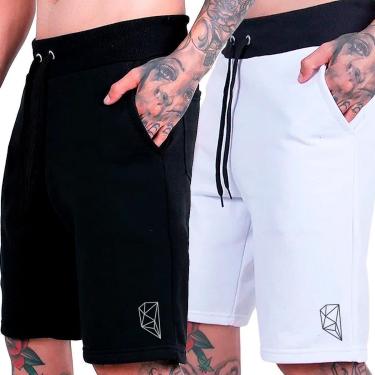Imagem de Kit 2 Bermudas Moletom Grande Calção Plus Size Academia Casual Tamanho:G3;Gênero:Masculino;Cor:-Masculino