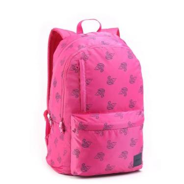 Imagem de Mochila Feminina Nylon Básica Escolar Juvenil Rosa Preta Azul - Denlex