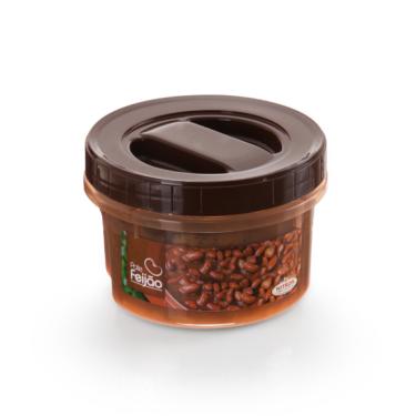 Imagem de Pote Plástico Redondo Com Tampa Acoplado 500ml Feijão Marrom
