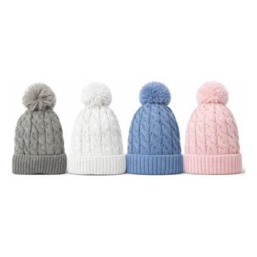 Imagem de Touca Feminina Inverno Forrada Com Pompom Quente Cores Cor Lisa Único 