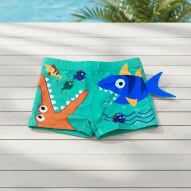 Imagem de Sunga 3D Infantil Boxer UV50+ Para Praia Piscina Natação Bebê Menino T