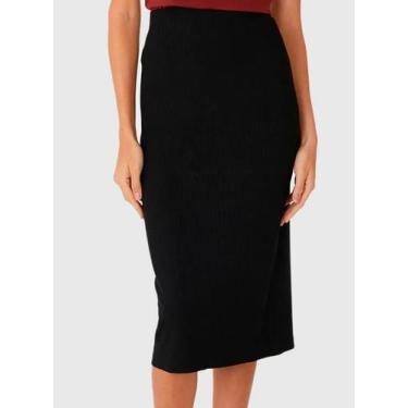 Imagem de Saia Midi Malwee 1000119560 Feminina Canelada Malha Viscose T. P/GG, G