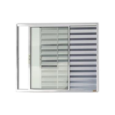 Imagem de Janela de Aluminio Veneziana de Correr 120x150cm 3 Folhas com Vidro Li