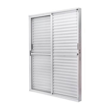 Imagem de Porta de Aluminio Balcão 210x160cm 3 Folhas Vidro Liso e Batente 12,2c