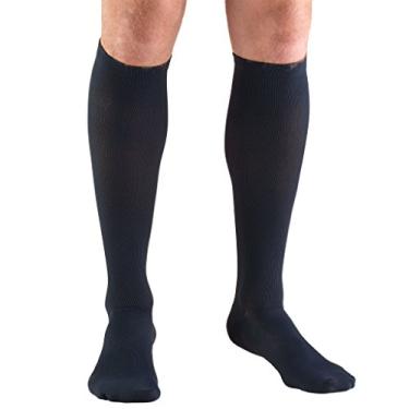 Imagem de Truform Meias de compressão, 20-30 mmHg, meias sociais masculinas, comprimento até o joelho acima da panturrilha, azul-marinho, grande, 1944NV-L