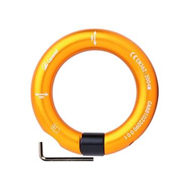 Imagem de Anel de Rappel de Alumínio 24kN, Anel de Mosquetão Redondo com Conector de Corda Anel Aberto para Escalada em para Resgate Arborist Hammock Equi, Áureo