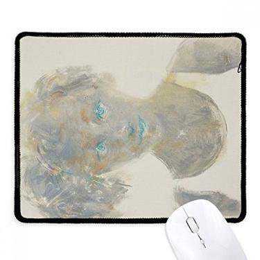 Imagem de Blue Eye Girl XJJ Mouse pad para pintura a óleo borda costurada Tapete de borracha para jogos