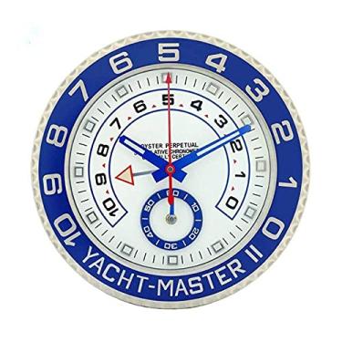 Imagem de Relógio de parede em formato de relógio de arte de luxo Rolex relógio de pulso de metal com mecanismo de mudo para decoração de casa melhor presente, azul, decoração de 33 cm