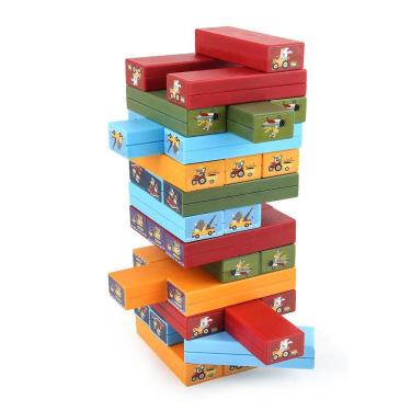 Imagem de Jogo de blocos de empilhamento Torre de blocos de plástico Desenhos animados Blocos de construção Educação infantil