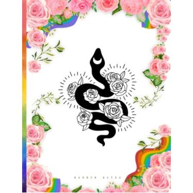Imagem de Caderno de notas estreitas cobra arco-íris rosa colorido diário 150 páginas coloridas