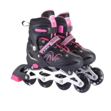 Imagem de Patins Roller Inline 4 Rodas Skates Ajustavél com Rodas Iluminadas Jovens e Adultos, Para iniciantes, Adequado para uso Interno e Externo (Rosa, Roller G (37 ao 40))