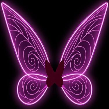Imagem de quescu Light up Fairy Wings for Adults,Electroluminescent Wire LED Butterfly Wings for Girls Women,Halloween Costume Dress Up (Pink)