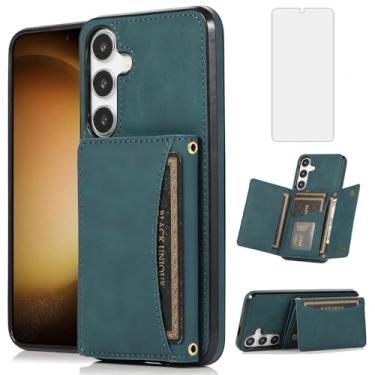 Imagem de Asuwish Capa de telefone para Samsung Galaxy S24 Plus S24+ 5G capa carteira com protetor de tela de vidro temperado e suporte de cartão de crédito de couro PU acessórios para celular S24plus 24S + S