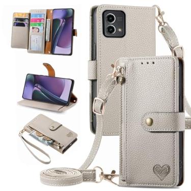 Imagem de Furiet Capa carteira para Motorola Moto G Stylus 5G 2023 bolsa com bolso com zíper e alça de pulso, suporte de couro PU flip fólio suporte para cartão acessóriosCapa de telefone para GStylus G5