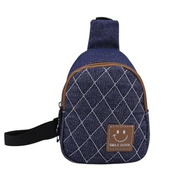 Imagem de JASASCCEL Mini bolsa tiracolo azul jeans bolsa transversal casual moda rômbico gráfico bolsas de ombro carteira para crianças viagens caminhadas, Bolsa tiracolo azul marinho, One Size