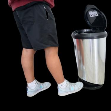 Imagem de Lixeira com Pedal Label Prata 60 Litros