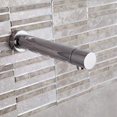 Imagem de Torneira de água quente e fria por indução infravermelha, torneira montada na parede, torneira para pia sem contato com sensor inteligente de 10-15 cm, com acessórios de instalação, muito ad