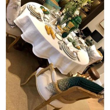 Imagem de Toalha de Mesa Linho Puro Redonda com 03 Pontos Ajour - Traços & Estil