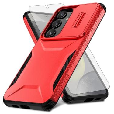 Imagem de Asuwish Capa de celular para Samsung Galaxy S24 FE 5G com protetor de tela de vidro temperado e capa de câmera deslizante fina, resistente, híbrida, à prova de choque, acessórios para celular S 24 EF