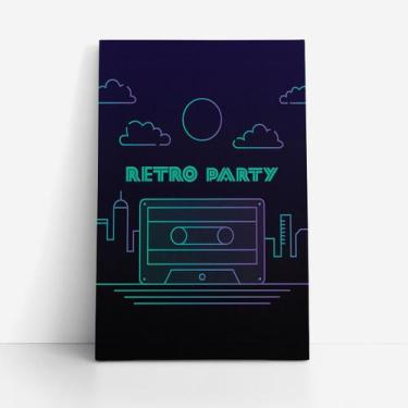 Imagem de Quadro Retro Party Neon Fita Cassete Cidade Canvas 60x40cm - PlimShop