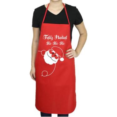 Imagem de Avental de Cozinha Vermelho Unissex Personalizado Natal Lançamento - D
