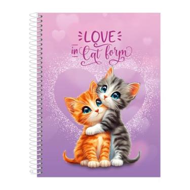 Imagem de Caderno Universitário 15 Matérias Capa Dura Cats Love Lílas