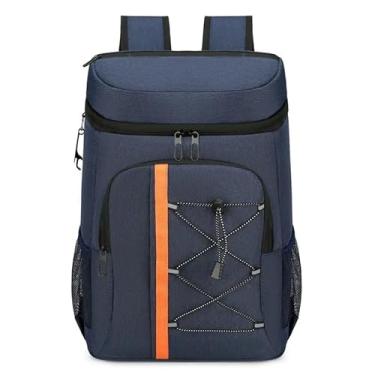 Imagem de Mochila Térmica Cooler Portátil Para Praia, Churrascos, Camping, Viagens, Ar Livre - Antivazamentos, Refrigera 24 Horas, 30 Litros Capacidade, 3 Compartimentos (Azul Marinho)