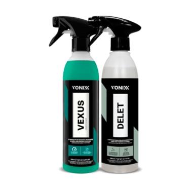 Imagem de Kit Limpeza Detalhada Automotiva Limpador Para Rodas E Motor Vexus 500ml + Limpador Para Pneus E Borrachas Delet 500ml Vonixx