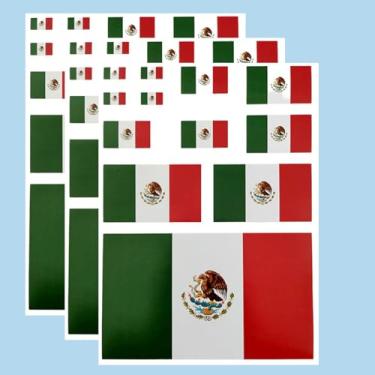 Imagem de Ruoming Ruoming Conjunto de adesivos de bandeira nacional, vários tamanhos, 3 folhas (México)