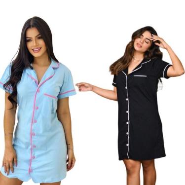 Imagem de Kit 2 Camisola Feminina Maternidade Amamentação Pós Cirúrgico Com Botã