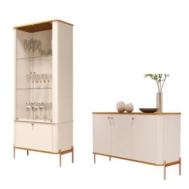 Imagem de Jogo Aparador e Cristaleira Valentine Off White Nature Bronze - Mais d