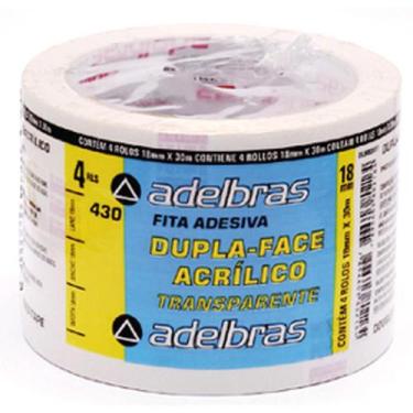 Imagem de Fita Dupla Face Polipropileno 18MM X 30M Pacote com 4 - Adelbras