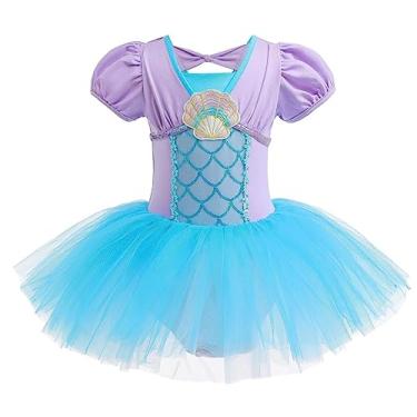 Imagem de Dressy Daisy Collant de balé de sereia de princesa, tutu, para meninas, roupas de bailarina, fantasia de dança, roupa de dança com saia de tule tamanho 5-6
