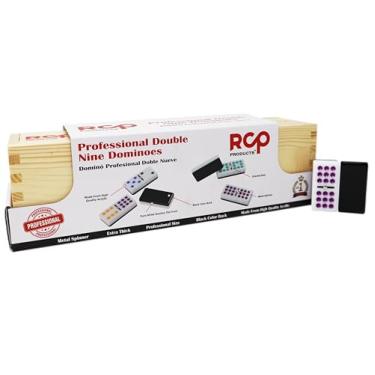 Imagem de Dominos Set for Adults – Professional Double 9 Dominoes Set of 55 Tiles, Metal Spinner, Classic and Travel Board Game with Wood Case Juegos de Mesa (Black)