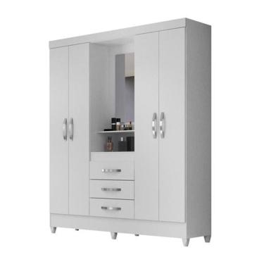 Imagem de Guarda Roupa Capri Branco/Rosa Flex 4 Portas 3 Gavetas Moval