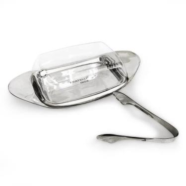 Imagem de Manteigueira em Aço Inox Tampa de Acrílico e Pegador Pinça - FRATELLI