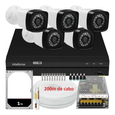Imagem de Kit 5 Cameras Segurança Dvr Intelbras Full Hd 8ch c/ Acessórios e 200m