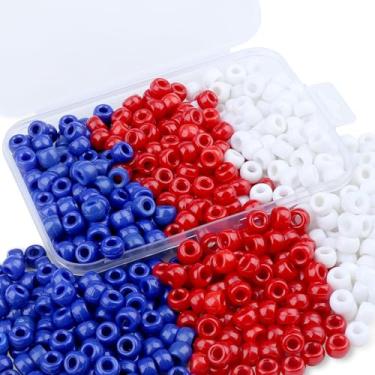 Imagem de XIANNVXI Miçangas de pônei vermelhas, brancas, azuis, Dia da Independência, 500 peças, 9 mm, vermelho, azul, branco, para pulseiras, contas de cabelo, tranças, artesanato, colar de amizade