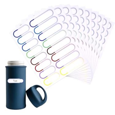 Imagem de 80 etiquetas impermeáveis para garrafas, adesivos autolaminados, etiquetas de creche, reutilizáveis e laváveis, adequadas para copos de água, garrafas de leite, geladeiras, recipientes de cozinha