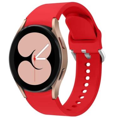 Imagem de KIMAIXA Pulseira para Galaxy Watch 5 de 40 mm e 44 mm/Galaxy Watch 5 Pro 45 mm/Galaxy Watch 4 40 mm 44 mm/Galaxy Watch 4 Classic Band 42 mm 46 mm, pulseira esportiva de silicone de 20 mm, pulseira feminina masculina, vermelha