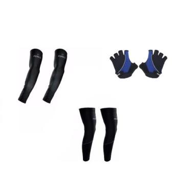 Imagem de Kit ciclismo manguito pernito e luva Unissex - Penks, Azul, XG