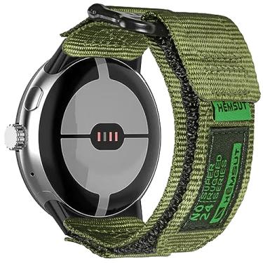 Imagem de SMITHA Compatível com relógio Google Pixel/Pixel 2/Pixel 3, pulseira de relógio de argola e laço, pulseira militar para relógio inteligente Google