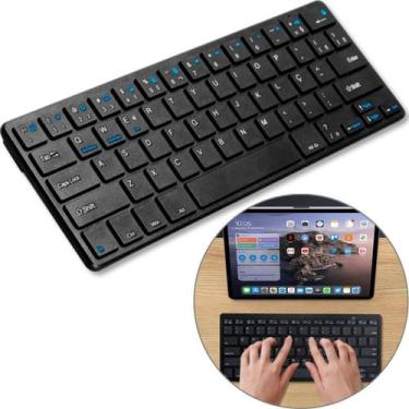 Imagem de Teclado Sem Fio Bluetooth 3.0 Com Tecla Ç ABNT2 Preto Para Tablet Celu