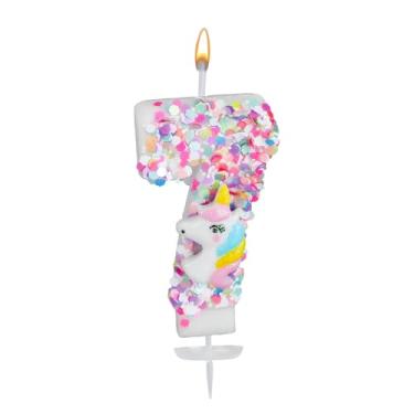 Imagem de Vela com Número Unicórnio, Glitter Lantejoulas Vela com Número Aniversário Topo de Bolo Unicórnio Decorações Aniversário para Meninas Chá de Bebê Celebrações Temáticas (7)