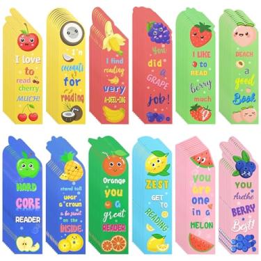 Imagem de Marcadores de página perfumados para arranhar e cheirar, 12 estilos de marcadores fofos de frutas fedorentas para crianças, recompensas de leitura, presente escolar, incentivos para sala de aula (120)