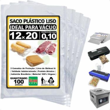 Imagem de Saco P/ Embalar À Vácuo 12x20 10 Micras C/ 100 Un P/ Freezer - Clavi S