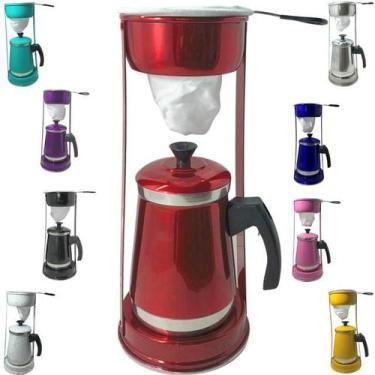 Imagem de Bule Com Mancebo 1,2L Coador De Café colorido Retro em Alumínio Mariqu