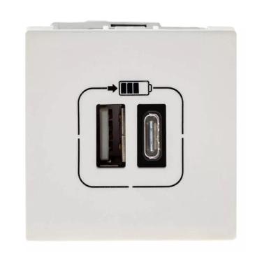 Imagem de Módulo Carregador 2x USB Tipo A+C 3A Branco Pial Plus+ - Pial Legrand