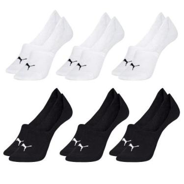 Imagem de Meia Puma Sapatilha Super Invisível Masculina 4500 C/6, Branco, Preto,