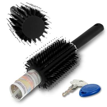 Imagem de LCZNXJJY SAFEEscova de cabelo segura para desvios, escova de cabelo para viagem, pente oculto secreto com tampa removível compartimento oculto para dinheiro, chave, joias comporta 30 folhas de